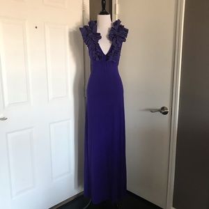BCBGMAXAZRIA Purple Ruffle Maxi Dress Small